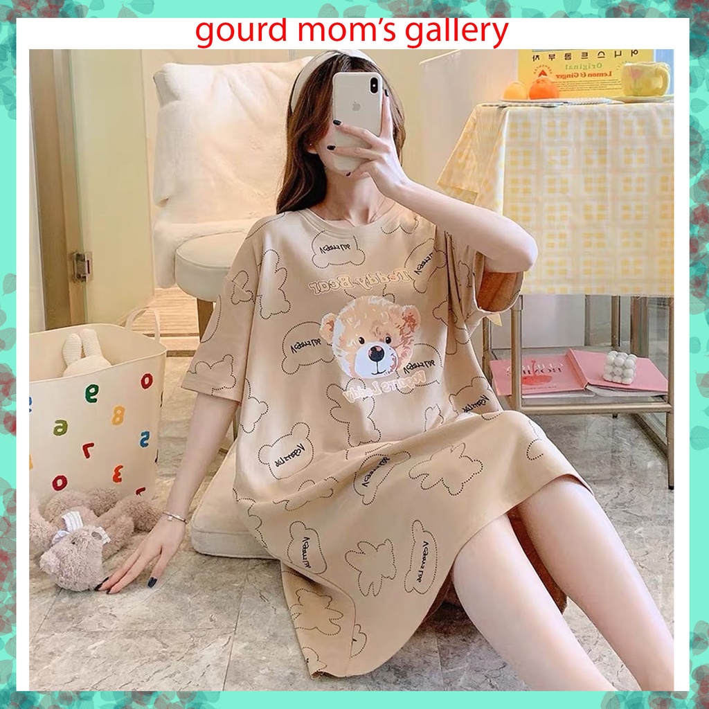 Đầm bầu - Váy mặc nhà -chất liệu cotton-mềm- mát -mịn (váy xuông cổ tròn )