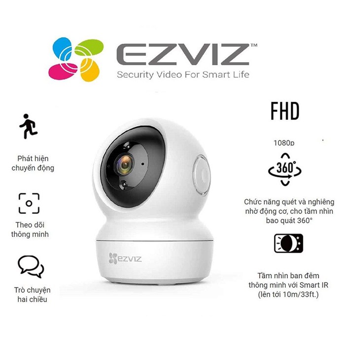 Camera IP không dây Dragon D02 , fullHD 1080p, quay ban đêm, xoay 360 độ, đối thoại 2 chiều chính hãng
