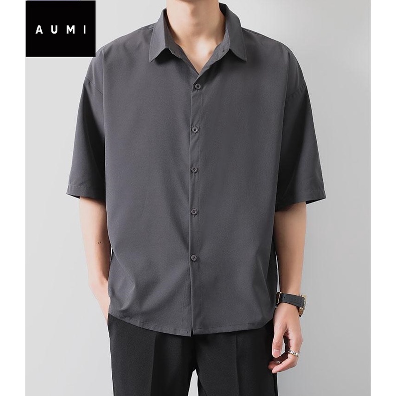 Áo sơ mi nam nữ ngắn tay Unisex Basic màu trắng và đen sơ mi lụa mịn mát form rộng suông, dễ mặc, dễ phối đồ, xu hướng