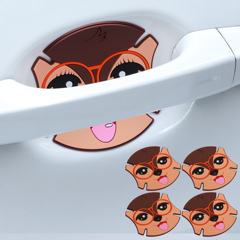 Miếng Dán Chống Trầy Xước Hõm Cửa Xe Hơi Tay Nắm Cửa Họa Tiết Nhiều Nhân Vật Hoạt Hình