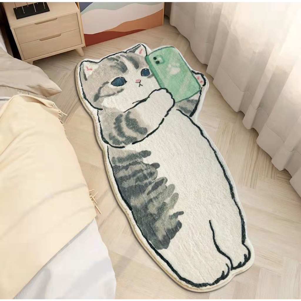 Thảm lót sàn G01 hình mèo dễ thương, phong cách Hàn Quốc xinh xắn, chất liệu cao cấp, đế cao su chống trơn trượt, giá rẻ