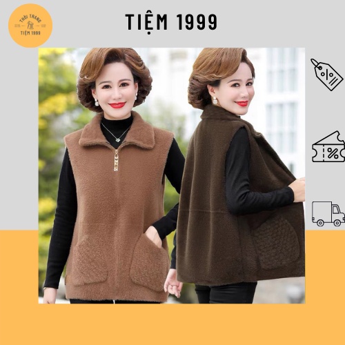 Áo Gile trung niên cao cấp chất lông dày dặn, áo khoác nữ ấm áp cho mẹ cho bà, có khóa kéo 2 túi mã TIỆM 1999