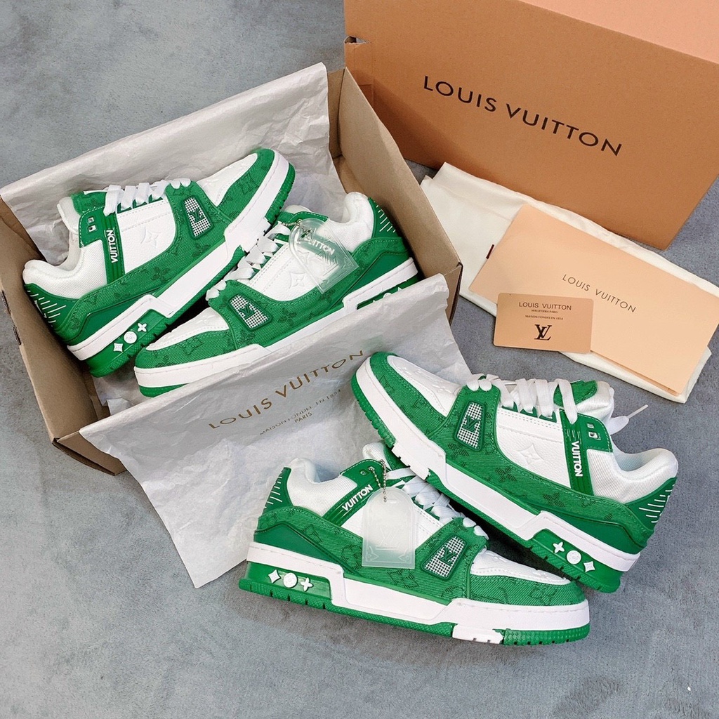 Giày Thể Thao Lv Trainer Black đen,xanh lá  hot 2022,Giày sneaker cao cấp LV traner dành cho nam nữ chuẩn 1:1 full pk