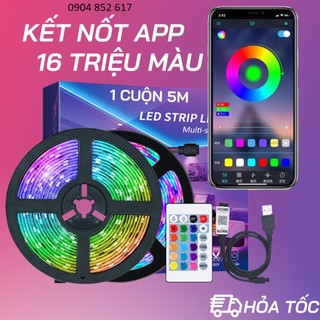 Dây đèn LED RGB 5050 5m nháy theo nhạc đổi màu trang trí quay TikTok (kèm điều khiển + APP), phủ silicon chống nước IP65
