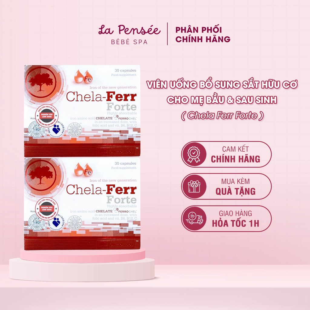 Viên uống bổ sung sắt hữu cơ và acid folic Chela Ferr Forte cho mẹ bầu sau sinh