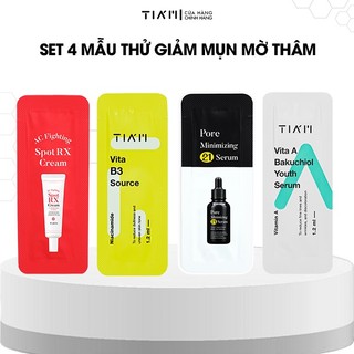 Bộ 4 Mẫu Thử TIA'M Giảm Mụn, Mờ Thâm Dưỡng Trắng Dành Cho Mọi Loại Da 4x1,2ml