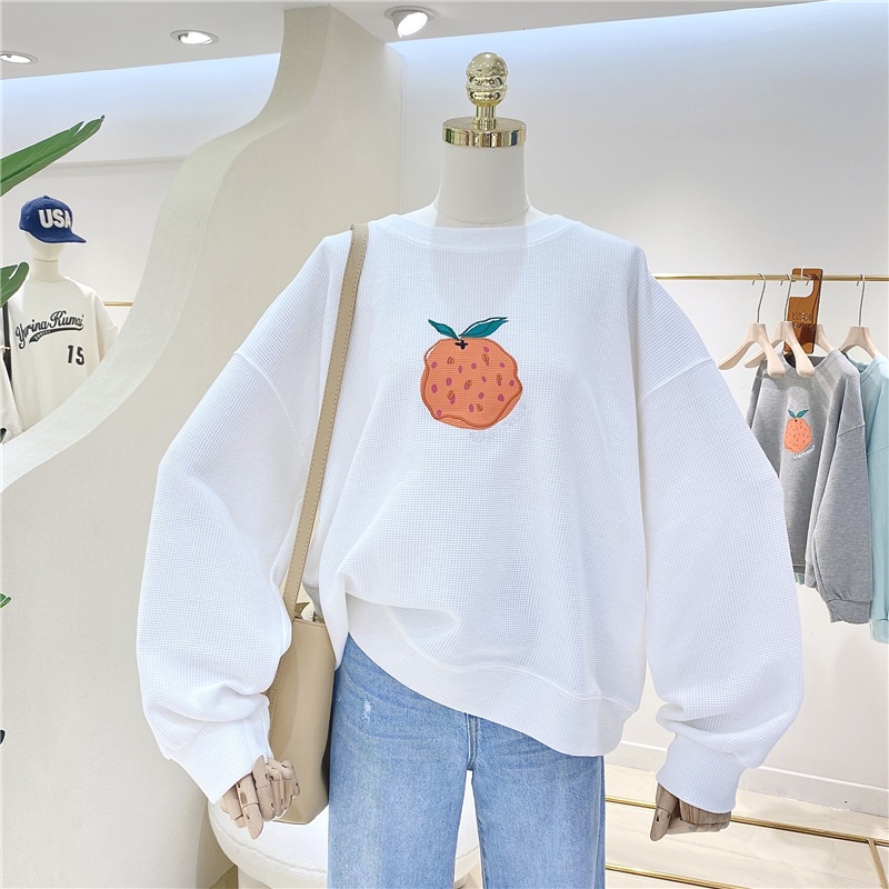 Áo nỉ nữ SUXI dài tay cổ tròn dáng rộng phong cách Hàn Quốc thời trang