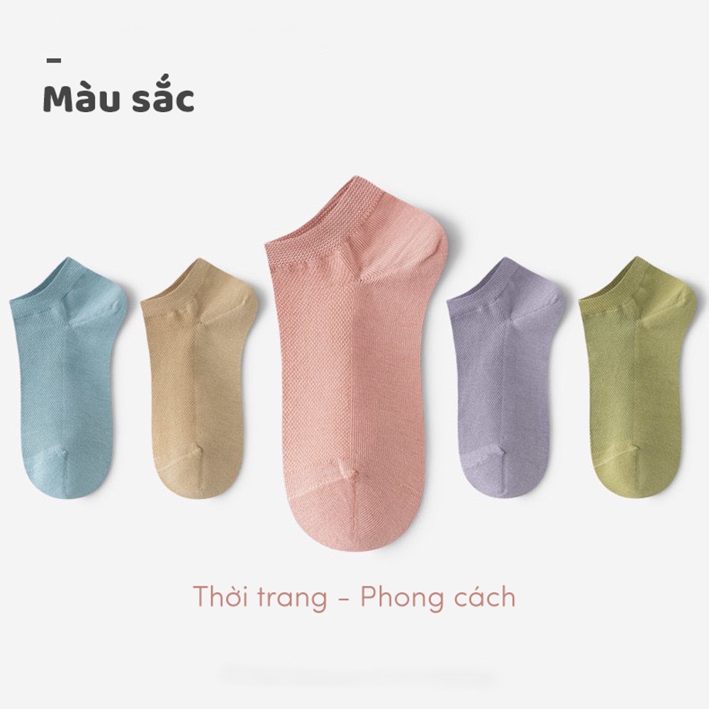 Tất vớ cổ ngắn chất liệu vải cotton co giãn 4 chiều, nhiều màu dễ phối đồ - Ekiu Shop