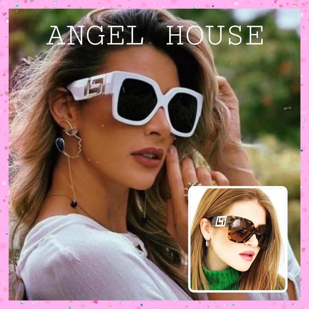 Kính Mát Gọng Vuông Lớn Chống Tia UV400 Phong Cách Âu Mỹ Thời Trang angel.house