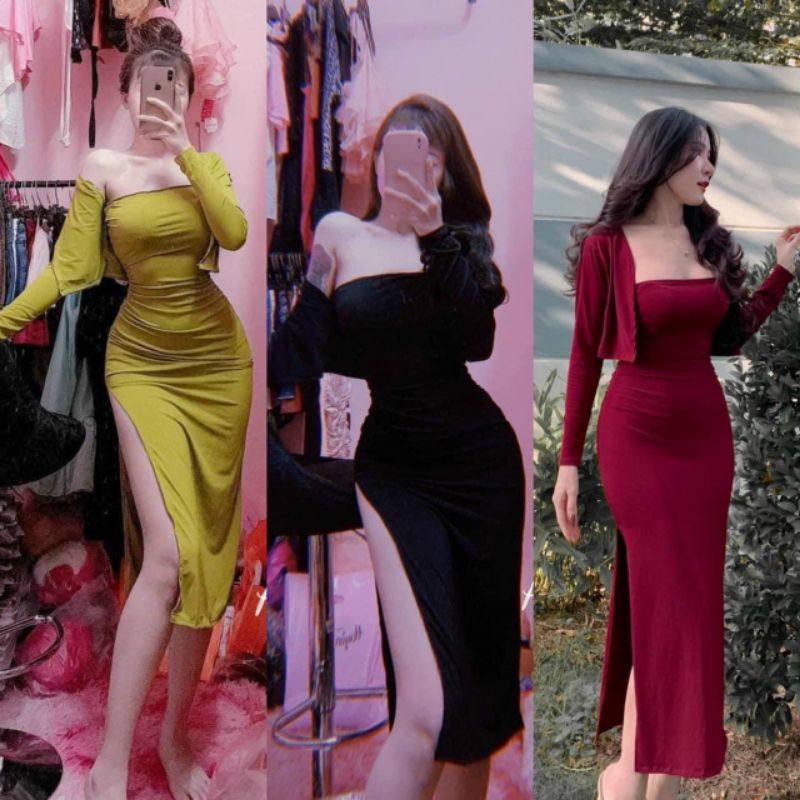 70,72,75KG&%SÉT VÁY ÁO BODY BIGSIZE -HOTGIRL,NHÚNG EO KÈM ÁO KHOÁC( CHẤT LEN TĂM MỀM MỊN CO GIÃN TỐT. S,M,L,XL