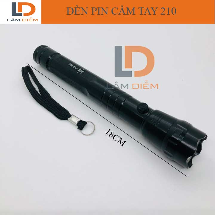 Đèn pin siêu sáng cầm tay sử dụng pin rời AA tâng kèm dây móc treo 210