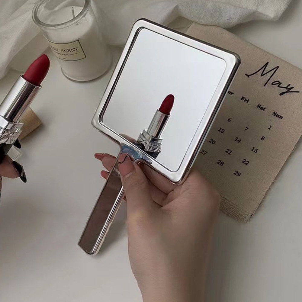 Cod Qipin Gương Trang Điểm Cầm Tay Thiết Kế Xinh Xắn Tiện Dụng Hình Vuông Phong Cách Retro Hàn Quốc