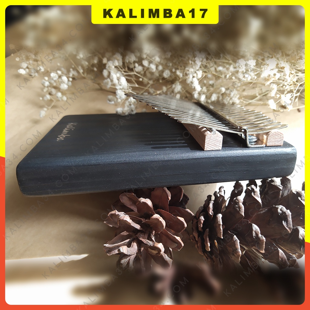 Đồ chơi cho bé đàn kalimba 17 phím màu đen khắc chữ kalimba, Đồ chơi gỗ cho bé nguyên khối hình chữ nhật