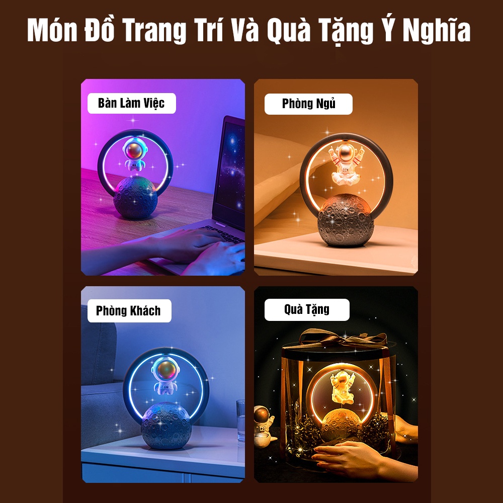 Loa Bluetooth Không Dây Kết Hợp Đèn Led Thay Đổi Theo Nhạc - Máy Nghe Nhạc Hình Phi Hành Gia Lơ Lửng Trên Mặt Trăng