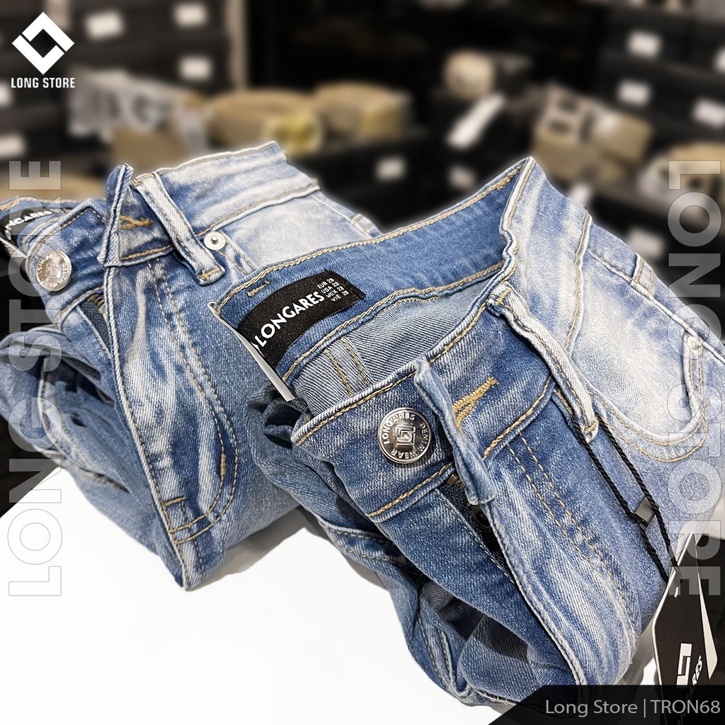 Quần jean nam xanh nhạt Silver Blue Lightning LONGARES cao cấp chất vải bò co giãn dáng ôm skinny siêu đẹp TRON68