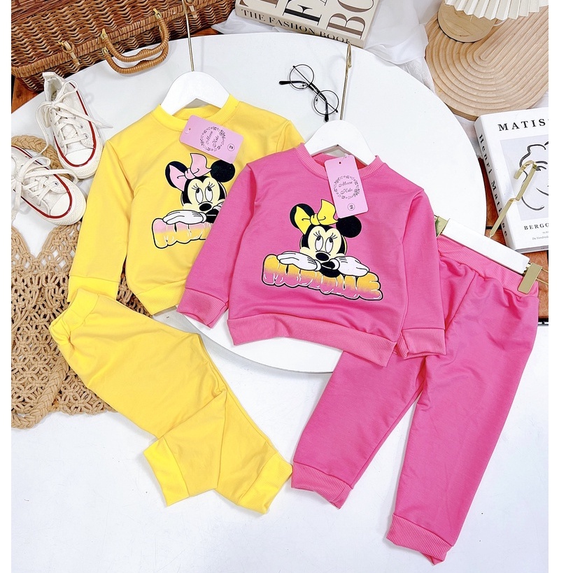 Bộ thu đông dài tay hình Mickey cho bé gái dễ thương 8-20kg