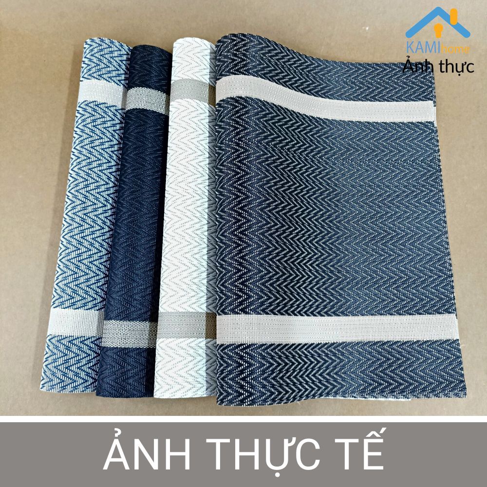 Tấm lót trải bàn ăn cỡ 45 x 30cm dệt sợi PVC chống bẩn màu sang trọng KM 20113