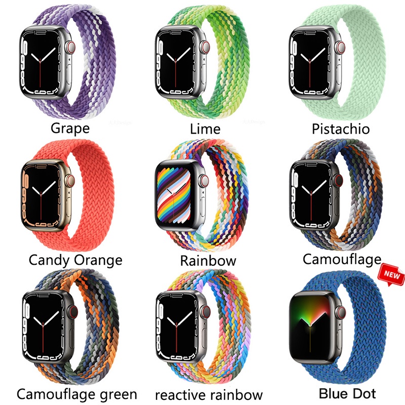 Dây Đeo Nylon Co Giãn Màu Cầu Vồng Cho Đồng Hồ Thông Minh apple watch 45mm 44mm 49mm 38mm 40mm 41mm 42mm 7 8 se 6 Ultra 5 4 3