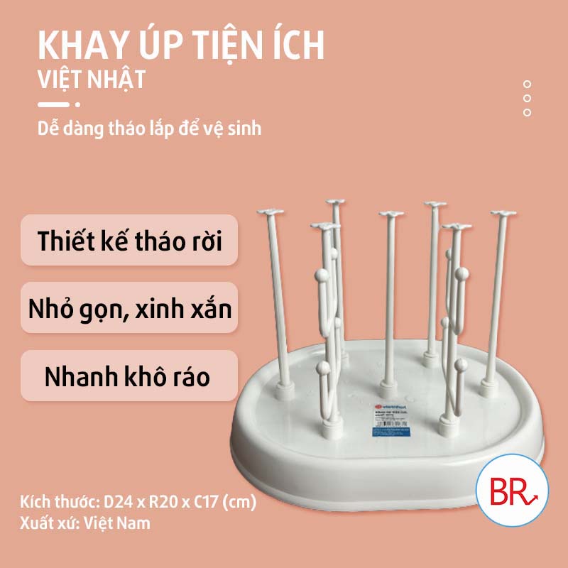 Khay nhựa VIệt Nhật úp cốc, bình sữa cho bé 5672- Khay úp tiện ích, bằng nhựa an toàn, thiết kế thông minh 01715