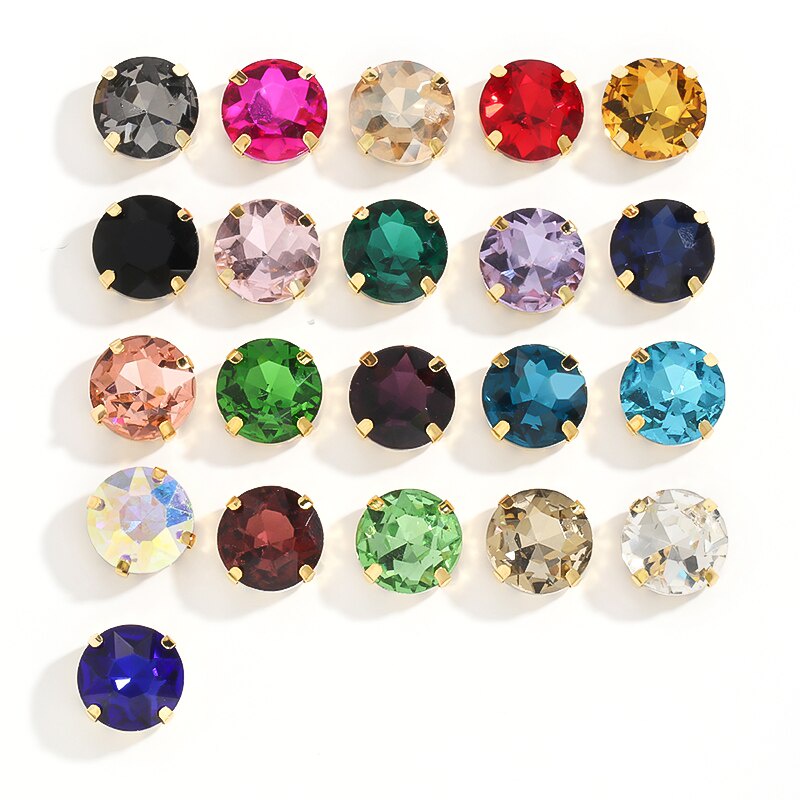 Kim Cương Giả Hình Tròn Có Móng Vuốt Màu Vàng Thêu Trên Váy Đính Đá Pha Lê Thủ Công