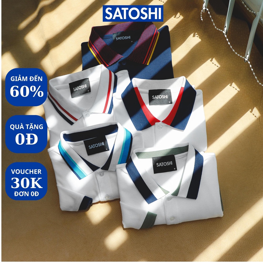 | Satoshi | Áo polo nam Diamond Pique phối màu cổ viền trụ bo tay áo sang trọng