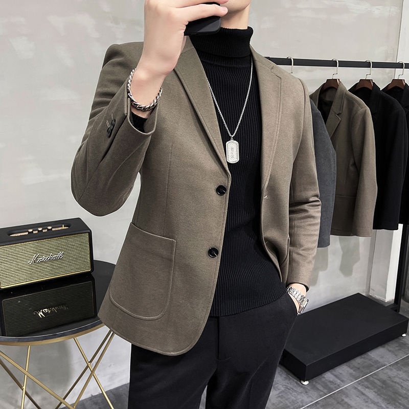 Áo Khoác Vest Vải Len Phong Cách Hàn Quốc Thời Trang Cao Cấp Cho Nam