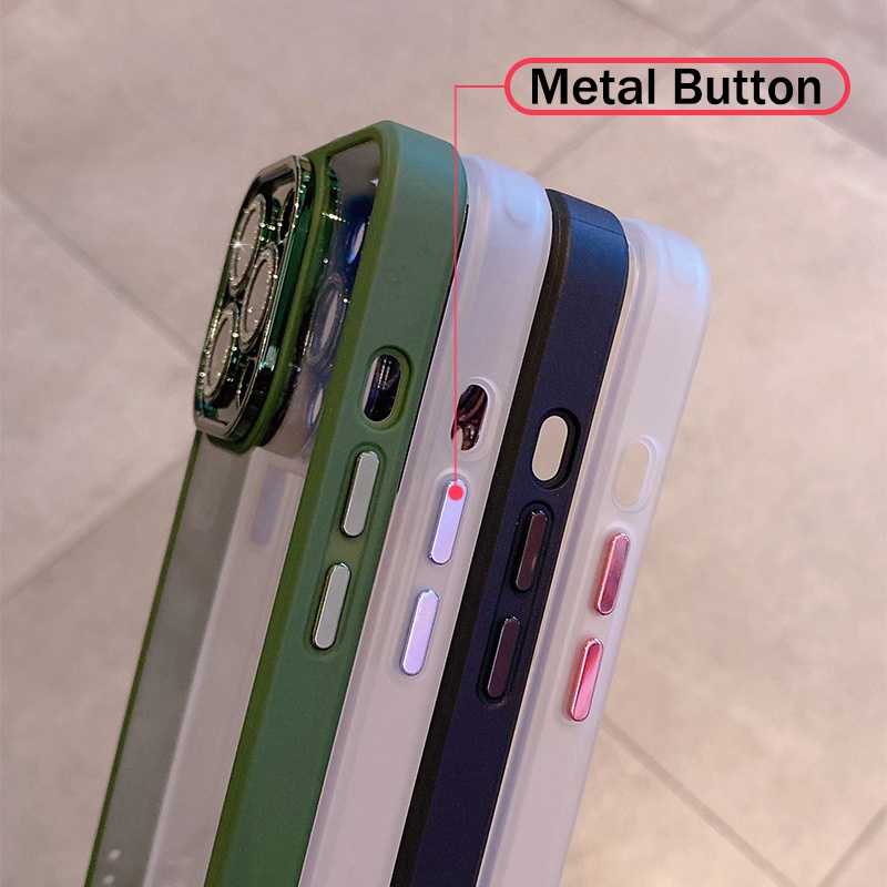 Ốp Điện Thoại Chống Sốc Có Nút Kim Loại Thời Trang Cho iPhone 14 13 12 11 Pro Max
