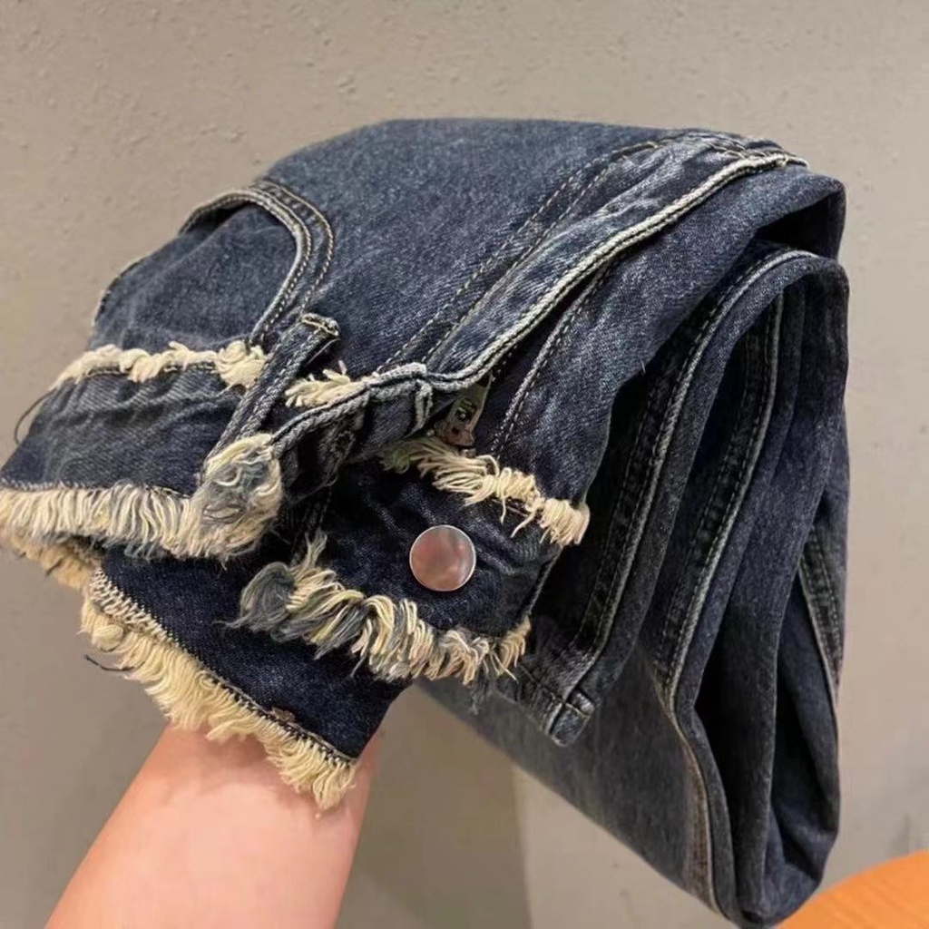 Jiashucheng Quần Jean Dài Lưng Cao Ống Rộng Thiết Kế Mới Thời Trang Mùa Thu Theo Phong Cách Mỹ Cho Nữ