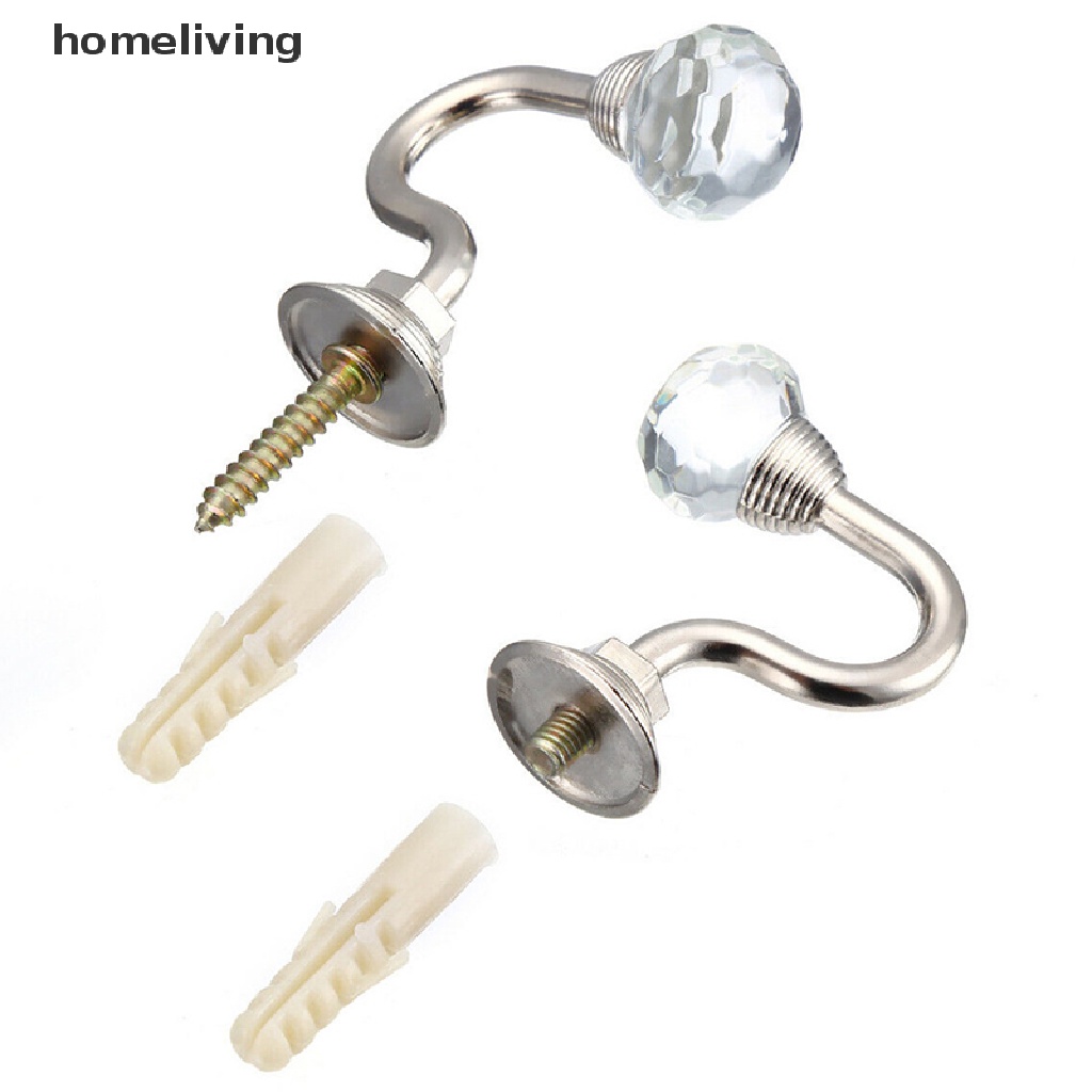 Bộ 2 Móc Treo Rèm Cửa Gắn Tường Bằng Pha Lê Tiện Dụng Lưng