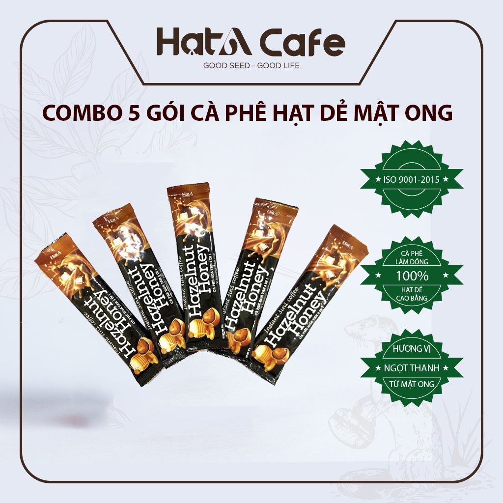 Combo 5 gói cà phê hòa tan Hạt A Cafe 3in1 vị hạt dẻ mật ong