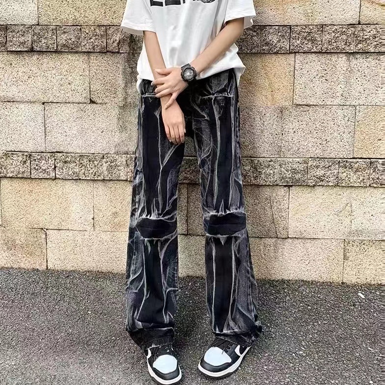 Quần hiphop thời trang Quần jean ống rộng nam retro unisex quần bò ống rộng from rộng quần baggy nữ quần jeans oversize simple quần jean nam đẹp