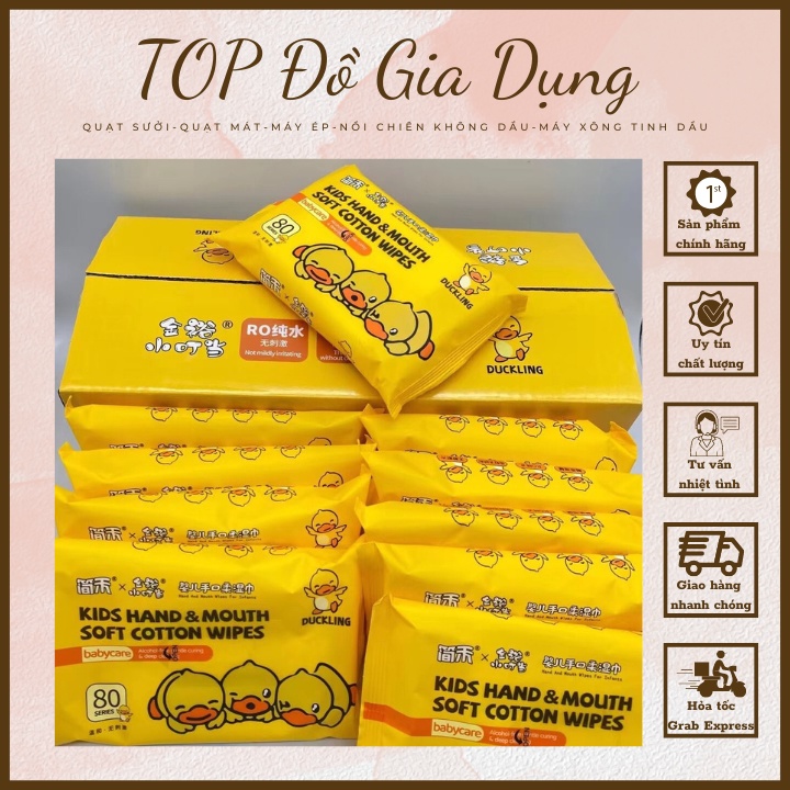 Khăn Giấy Ướt Con Vịt Vàng B DUCK - Siêu Dai, Siêu Tiện Lợi, Mùi Thơm Dễ Dịu Nhẹ Cho Em Bé bịch x 80tờ