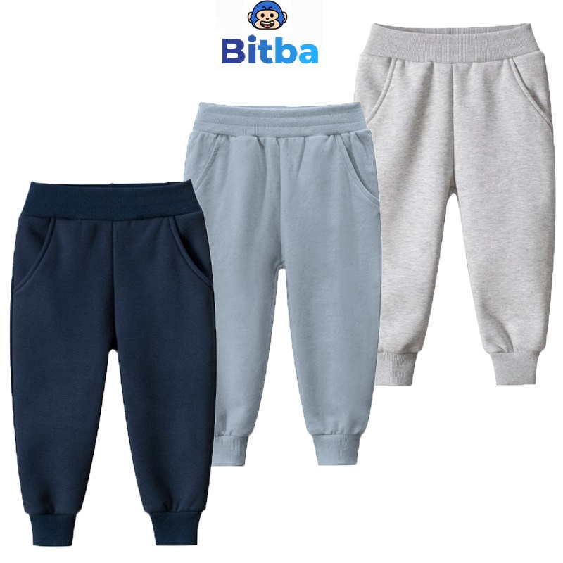 Quần dài bé trai gái nỉ da cá cho trẻ em thu đông 3 đến 10 tuổi Bitba