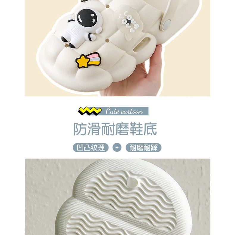 Dép sục cho nam và nữ, dép sandal thời trang gắn sticker phi hành gia đế xuồng chống trơn trượt