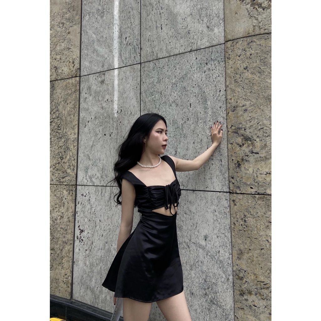 Đầm Lụa Ngắn CROCOCLOSET Sexy Đan Dây Hở Lưng - Soldia design