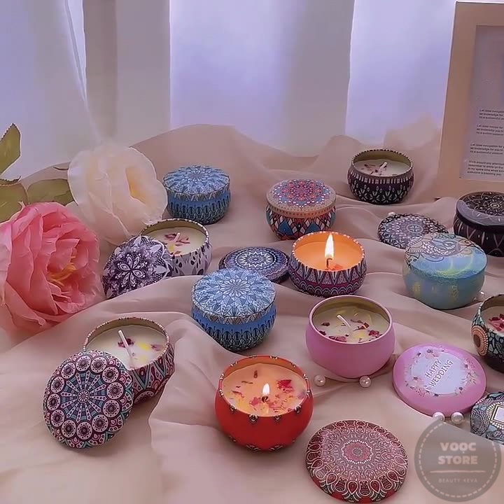 Nến Thơm Tinh Dầu Thiên Nhiên Hoa Khô Thảo Mộc Nến Sáp Thơm Thư Giãn Cao Cấp