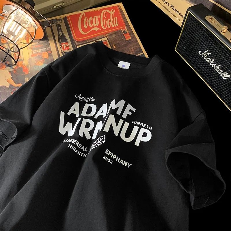 Áo Thun 100% Cotton Tay Ngắn Dáng Rộng In Chữ Tiếng Anh Thời Trang Mùa Hè Cho Nam Giới