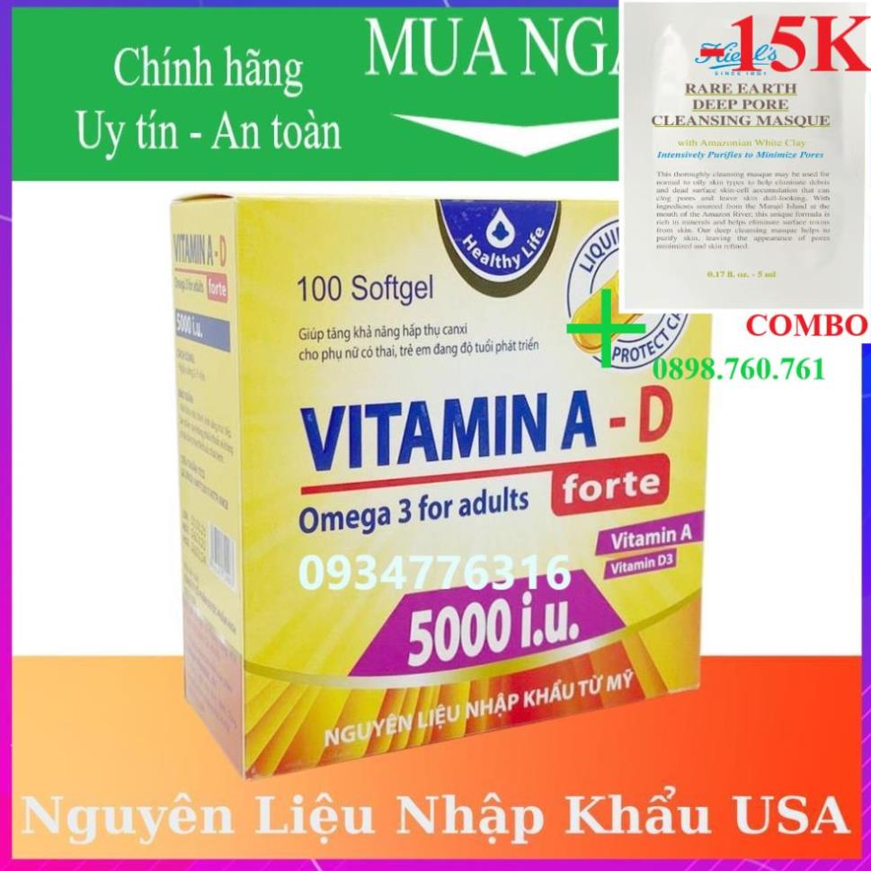 🎁COMBO Mặt nạ đất sét Kiehl's+ ✅ Viên Uống Vitamin A D Bổ Sung Giảm Nguy Cơ Khô Mắt Hỗ Trợ Đẹp Da