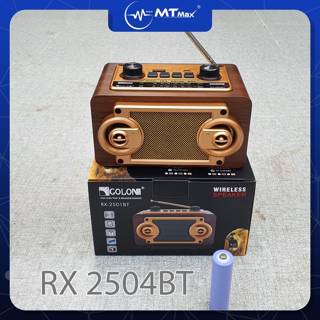 Đài radio FM RX2504 BT thiết kế vân gỗ hiện đại âm thanh hay to rõ hỗ trợ Bluetooh thẻ nhớ USB thiết kế cổ điển vintage