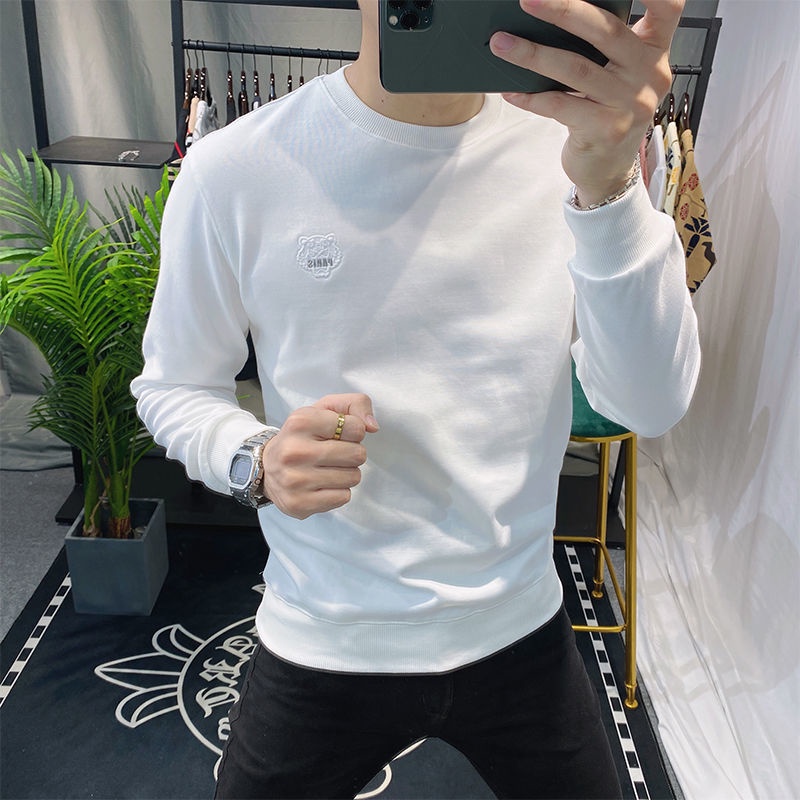 Áo Thun Nam Dài Tay Cổ Tròn In Chữ Đơn Giản Thời Trang Mùa Thu