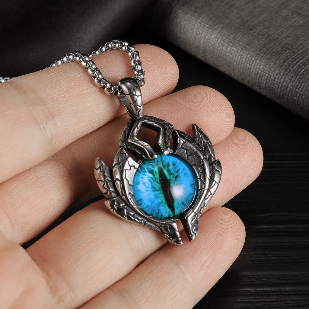 Vòng Cổ Dây Chuyền Nam Hình Con Mắt Punstore Ngầu Màu Xanh Đỏ Chất Liệu Titan Không Gỉ - Blue Eyes Chains