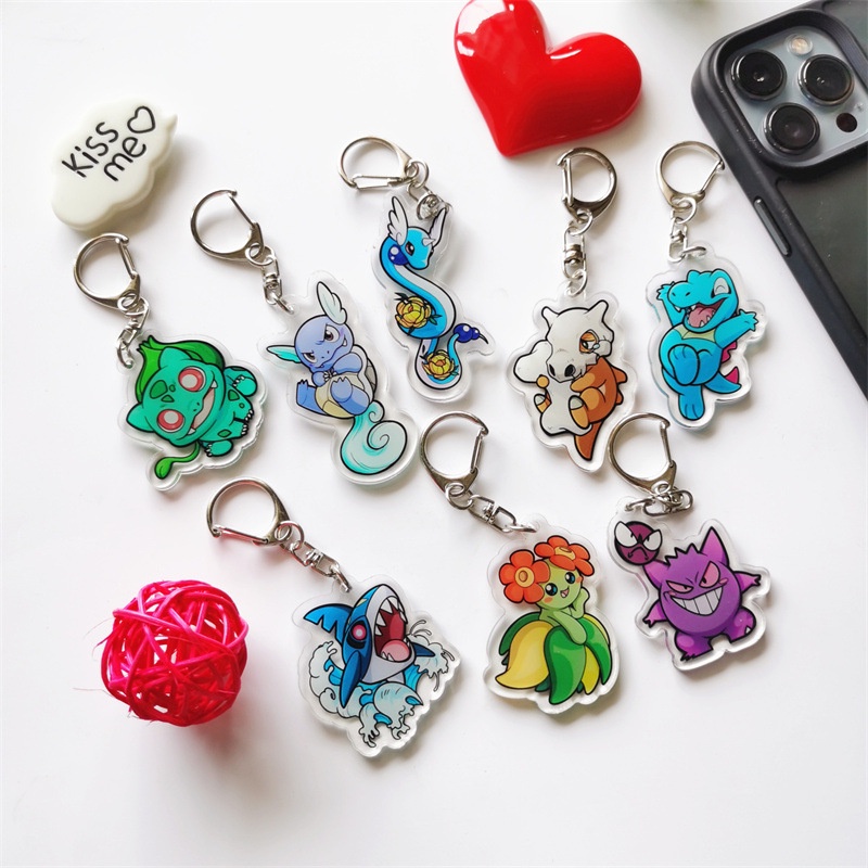 Anime Cartoon Key Ring Children's New Acrylic Pendant Around Pokemon Keychain Pokémon Cartoon Peripheral Female