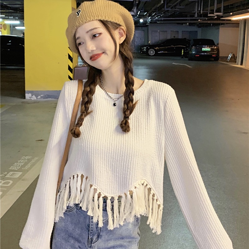 Áo Sweater Dệt Kim Tay Dài Phong Cách Hàn Quốc Thời Trang Mùa Thu Cho Nữ
