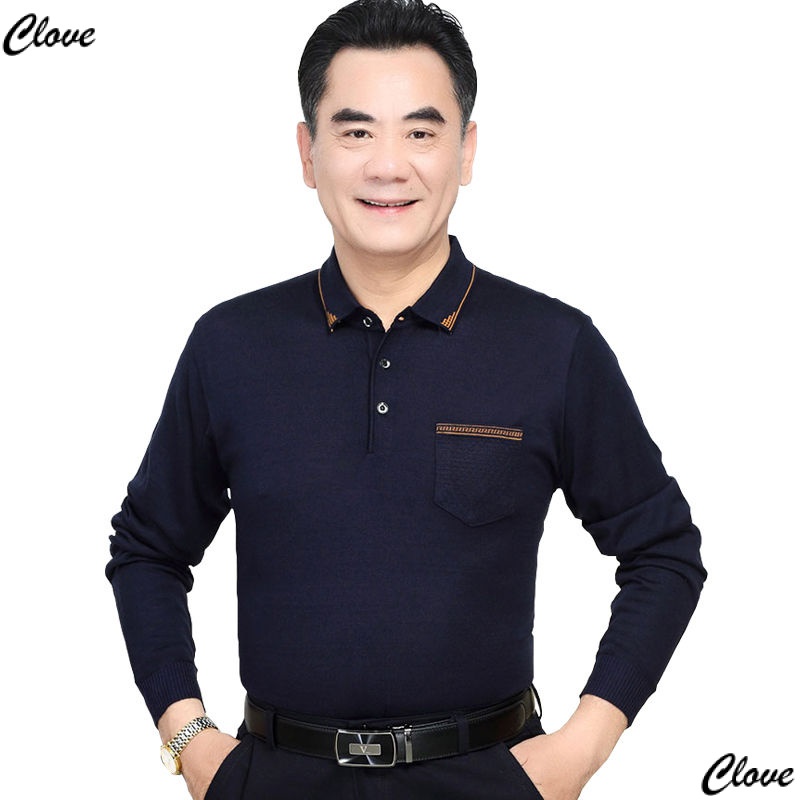 Áo Thun Tay Dài Mỏng Thời Trang Xuân Thu Kiểu Mới Cho Nam Trung Niên 2 Tuổi