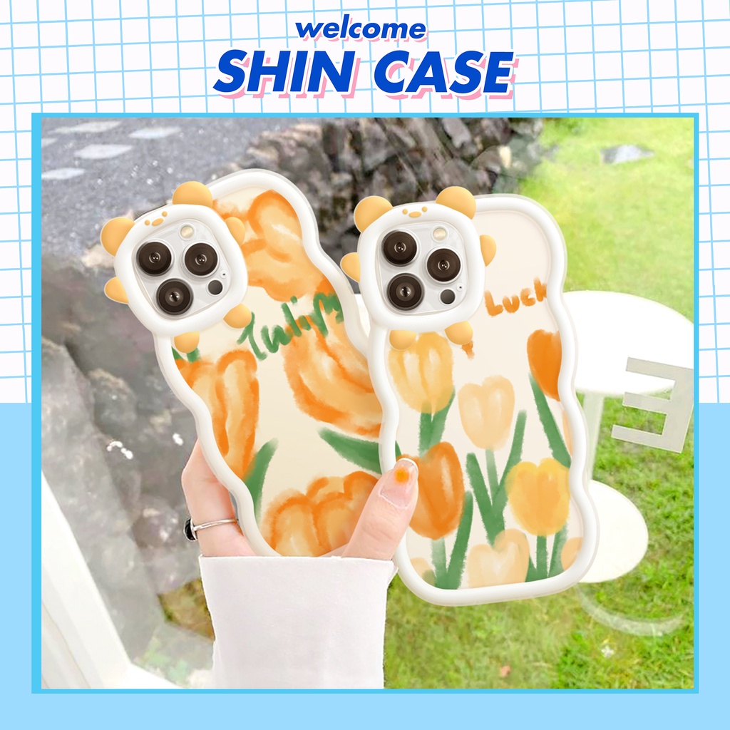 Ốp lưng iphone viền gấu sóng Orange Tulip 6/6plus/6s/6splus/7/7plus/8/8plus/x/xs/11/12/13/14/pro/max/promax/plus