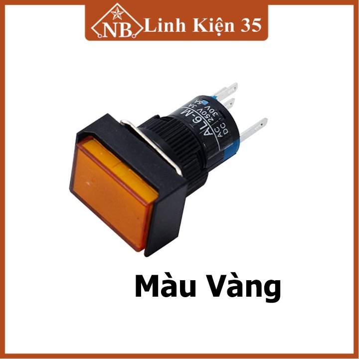 Nút nhấn đề chữ nhật 24VAC/220VAC LA16J-11D nhấn giữ có đèn chất lượng cao
