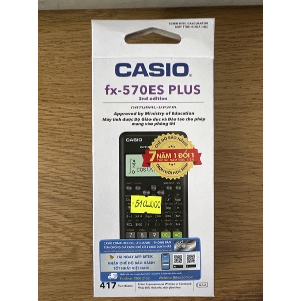 Máy tính Casio 570es plus (Bảo hành 7 năm hàng chính hãng)