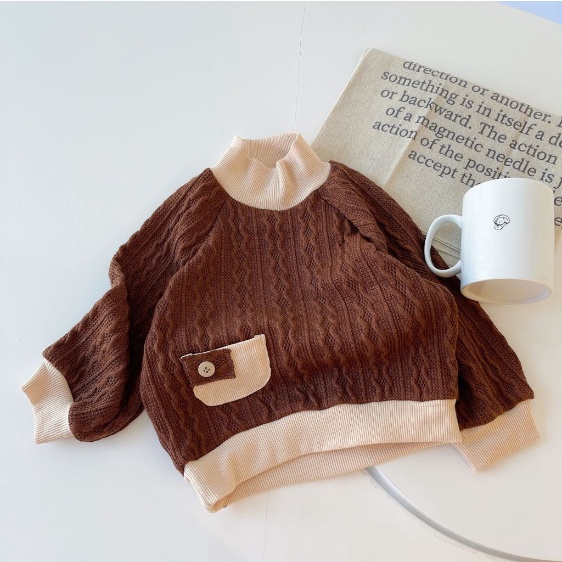 Áo len dài tay cao cổ phong cách Hàn Quốc ALG-BE KOREA cho bé trai bé gái size 7-25kg