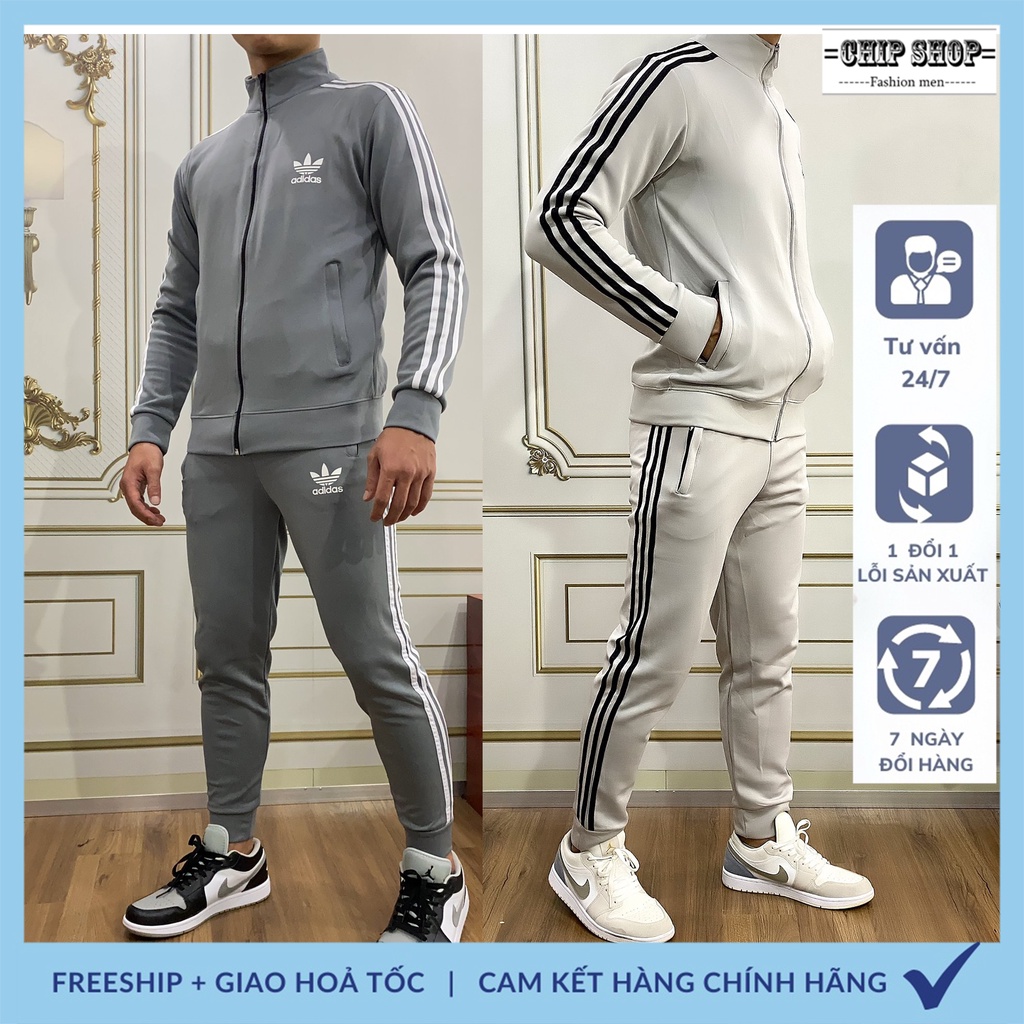 ( Xả hàng) Bộ thể thao thu đông - Bộ quần áo thể thao dài tay Adidas 3 sọc, chất vải Poly co giãn 4 chiều