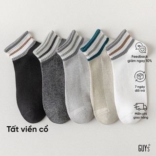 Tất Vớ Cổ Viền Gân Sọc GUY's Closet - Chất Liệu Cotton Kháng Khuẩn Cao Cấp, Phong Cách Trẻ Trung, Basic